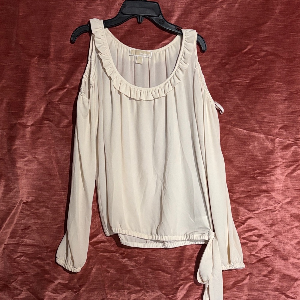 Michael Kors Cream Ruffle Blouse